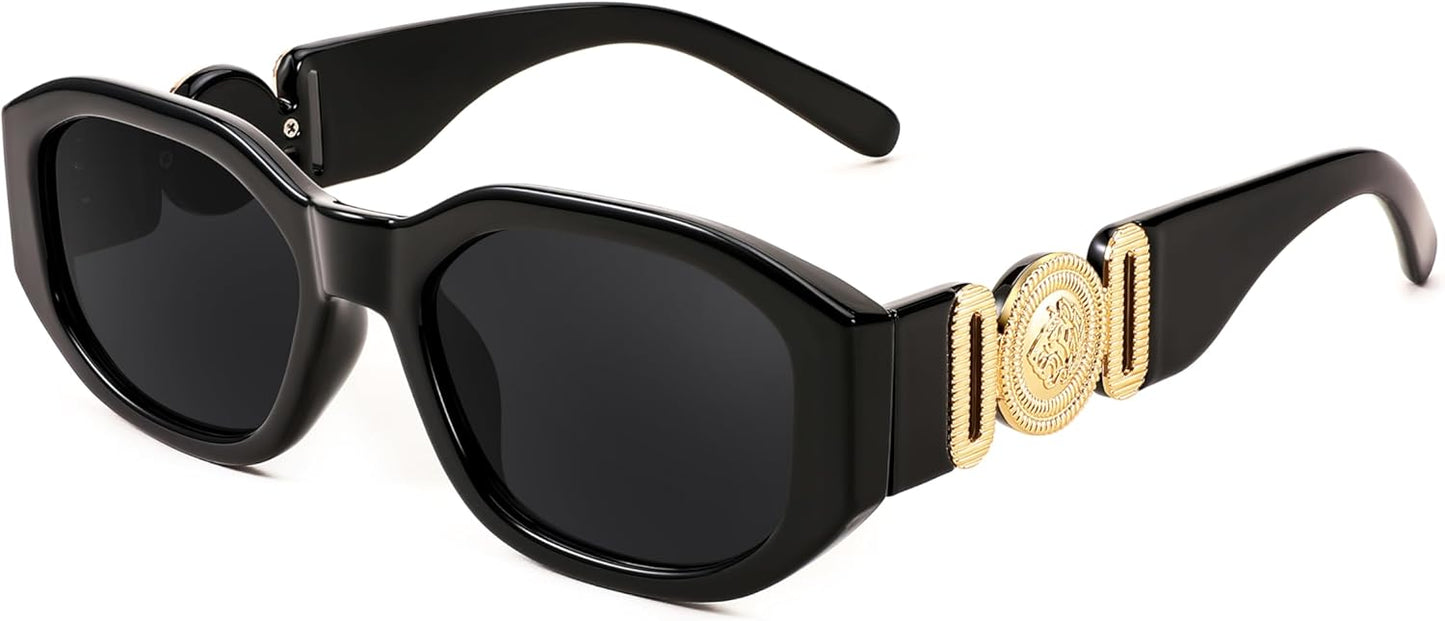 FEISEDY Retro Trendy Rectangle Sunglasses Women Men Vintage 90s Small Narrow Square Sunglasses B2322